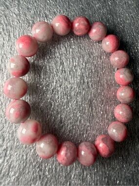 Stunning 10MM “Jelly” Rhodonite Natural Crystal Bracelet